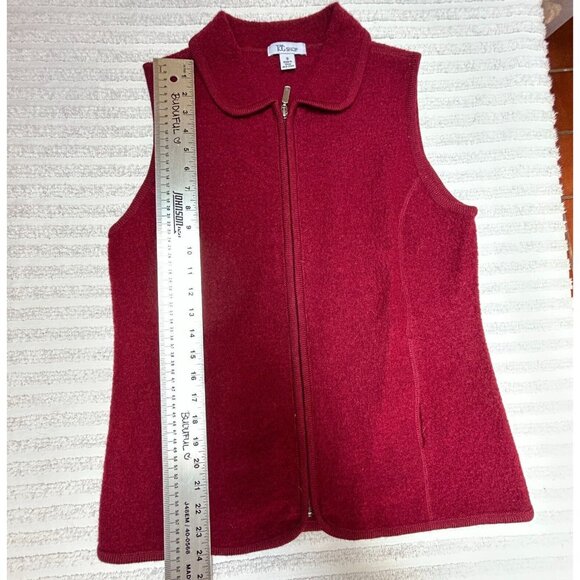 The TOG Shop Womens Small Full Zip Sweater Vest Wool Collared Red Lightweight - Picture 7 of 10